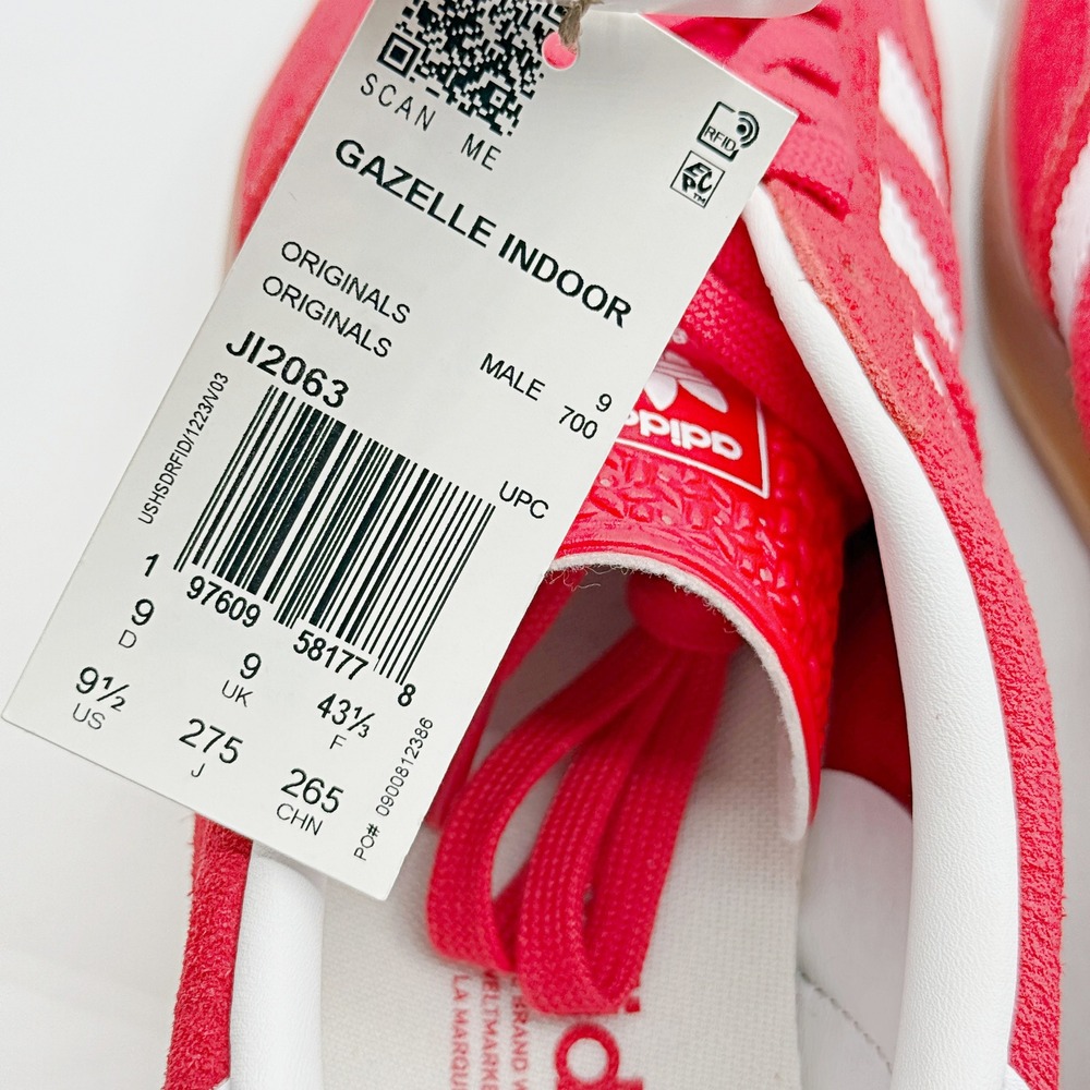 Adidas Gazelle Indoor Shoes Size 9.5 Mens Better Scarlet White Gum JI2063, NEW - Picture 4 of 13